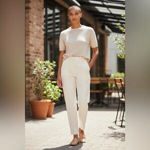 Ralph Lauren Cream Straight-Leg High-Rise Trousers